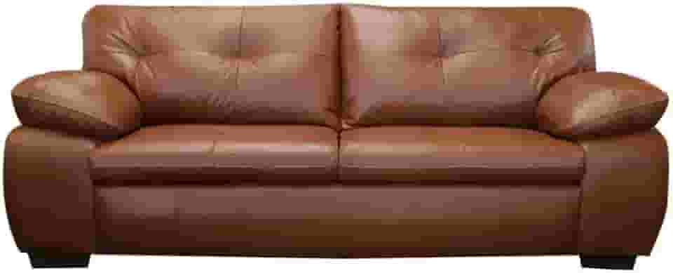 Sofá de Couro Marselha 3 lugares - Conhaque com Brilho