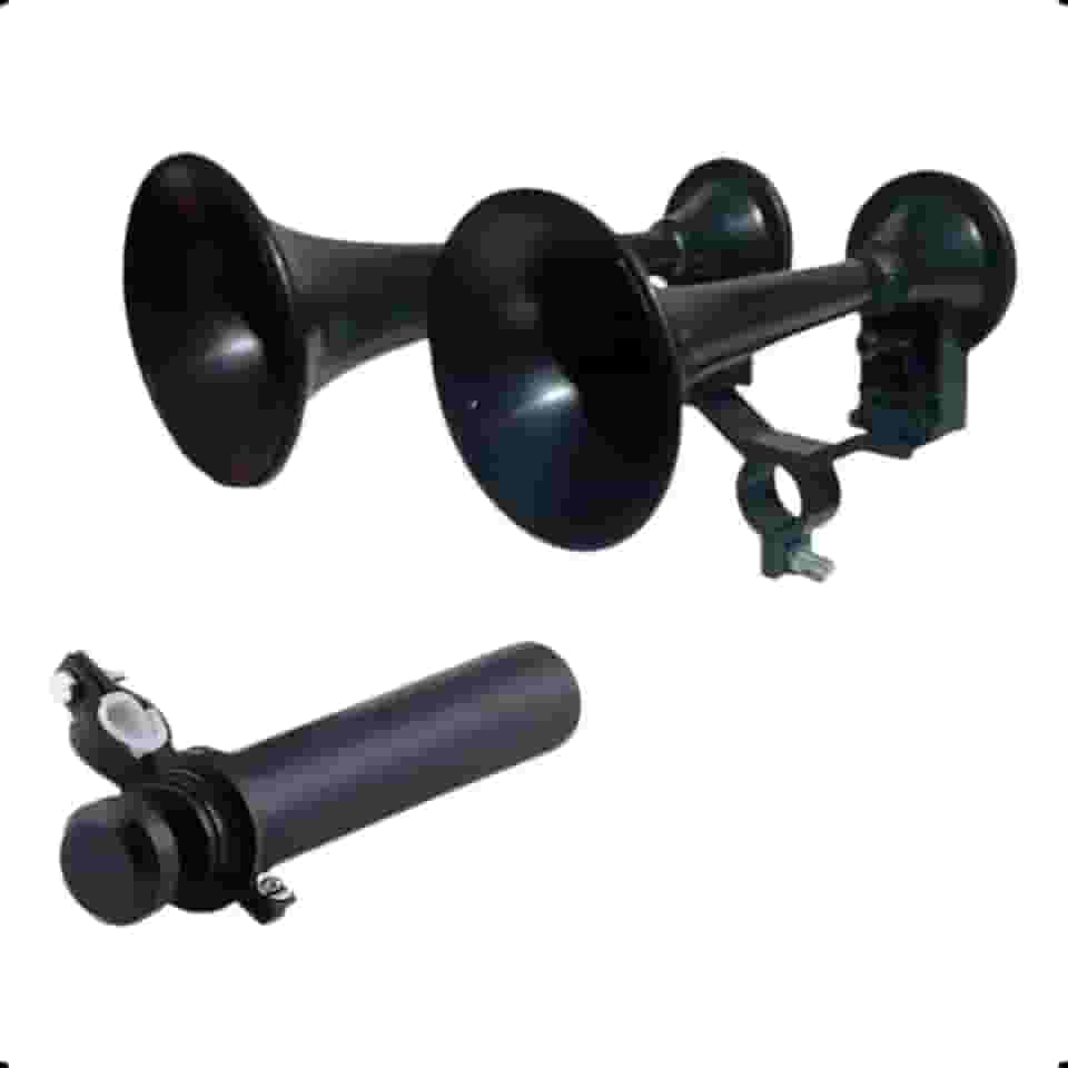 Buzina De Ar 2 Cornetas Dupla Bike Forte Potente Cores Cor Preto