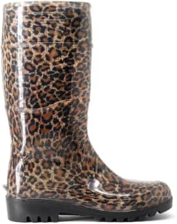 Bota Galocha Feminina Onça Marrom Cano Longo Impermeável Pvc Baspan (Onça, BR, Adulto, Numérico, 34)