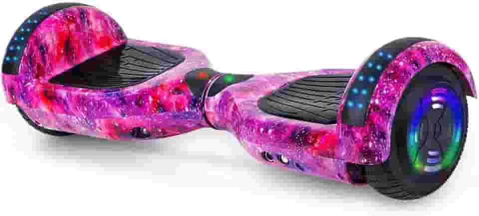 Hoverboard 6,5' com Bluetooth e Iluminação LED, Patinete Elétrico de Equilíbrio para Crianças e Jovens Roxo Galáxia