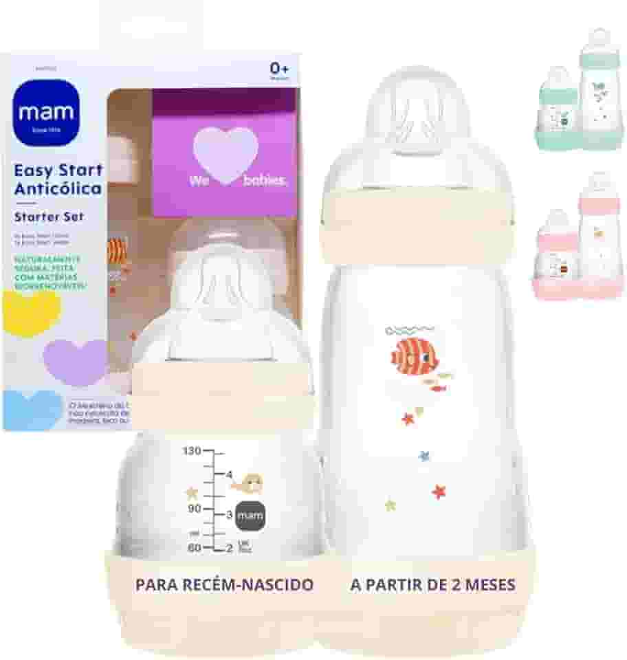 MAM, MA21023, Baby Kit 2 Mamadeiras Easy Start Starter Set, para Crianças 0+ Meses, Rosa