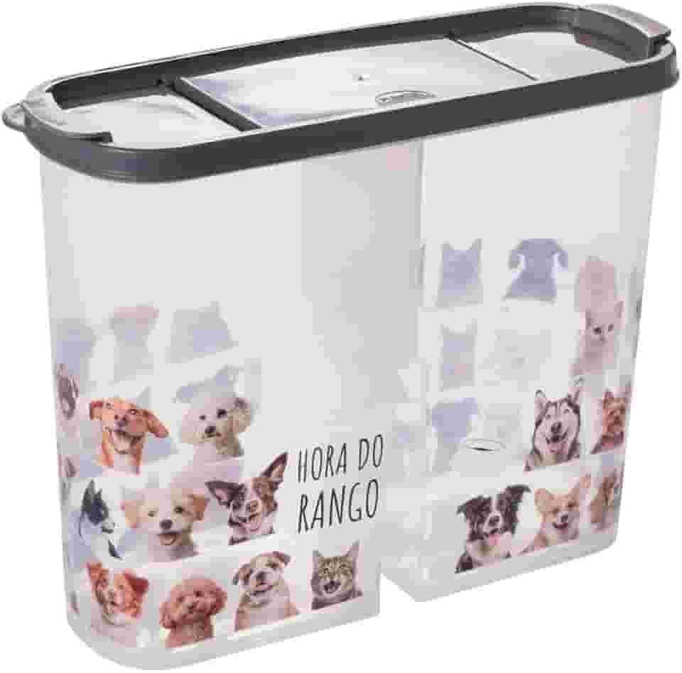 Porta Pote Ração 2,4kg Petisco Tampa Vedada Antiformiga, Plasútil Cor: Cinza