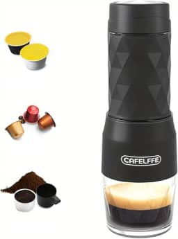 CAFELFFE Cafeteira portátil, máquina de café expresso manual 3 em 1, compatível com cápsula original Nes, cápsulas DG e café moído, adequada para caminhadas, pesca, acampamento, mochila ou presente
