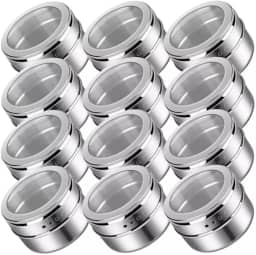 Conjunto 12 Potes Porta Condimentos Com Imã Inox Magnético Geladeira