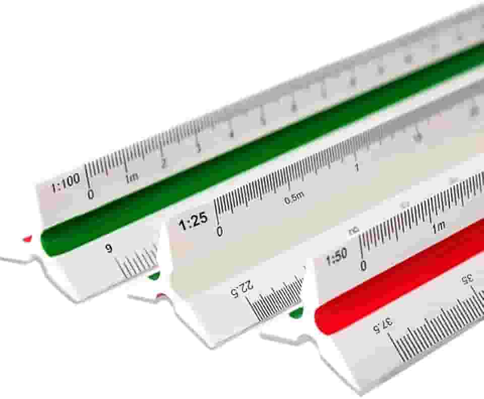 Escalímetro com Estojo Régua Triangular Plástico 30cm Escalas N° 1