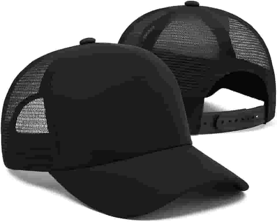 Boné de Telinha Trucker Unissex Aba Curva Liso Casual De Tela Preto