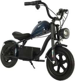 Bang Toys - Moto Elétrica Infantil Black Phantom 24V - com Suspensão, Pneus de Borracha, Luzes de LED, Sons, Entrada USB/MP3, Indicador de Bateria - Suporta até 50kg - Cor Azul Marinho