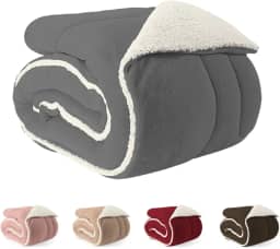 Coberdrom Edredom Solteiro Sherpa Dupla face Macio 2,40m x 1,60m (CINZA)