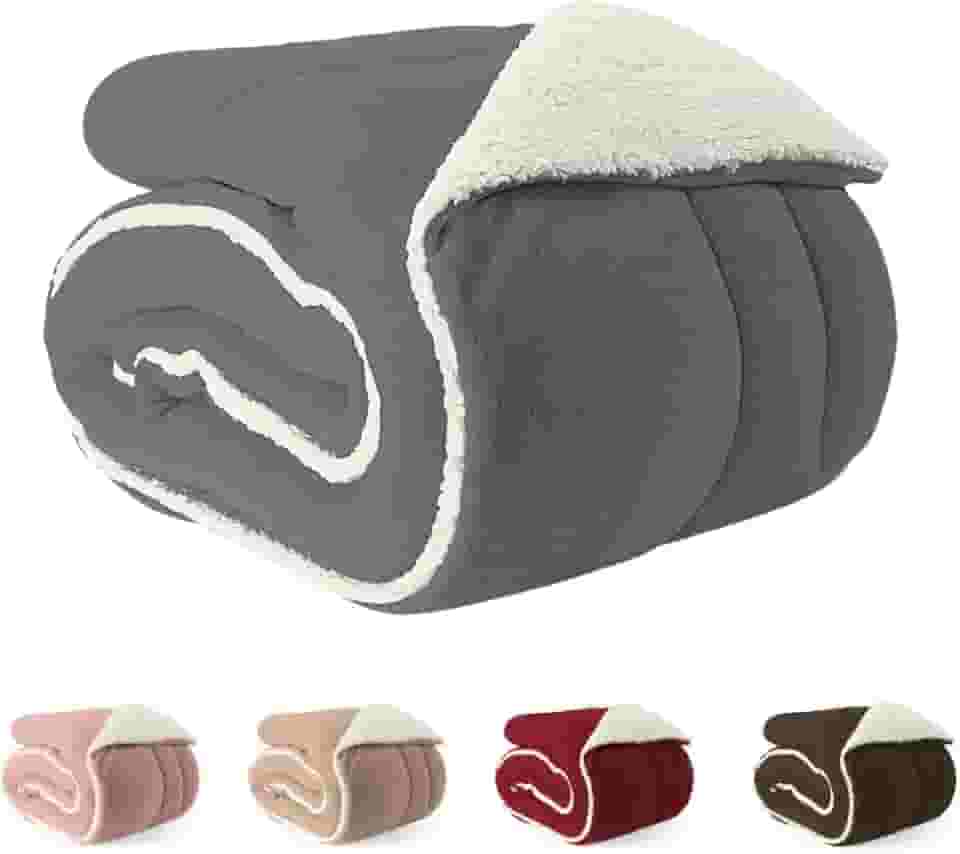 Coberdrom Edredom Solteiro Sherpa Dupla face Macio 2,40m x 1,60m (CINZA)