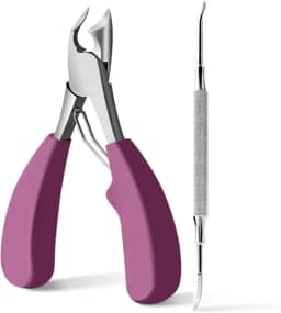 Alicate Cortador de Unha e Desencravador Para Pé Mão Dedão Unhas Grossas Grandes Encravadas Masculino e Feminino em Aço Inox Profissional Palaziun (Roxo)