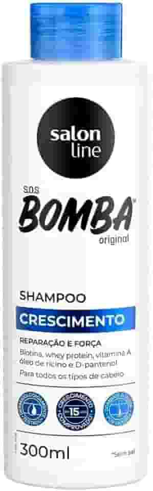 Salon Line, Shampoo, SOS Bomba, Crescimento, Reparação e Força - Todos os Tipos de Cabelos, 300 ml