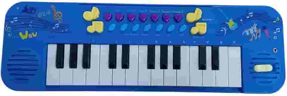 Teclado Musical Infantil, 25 Teclas, 4 Ritmos, Com Microfone, Azul