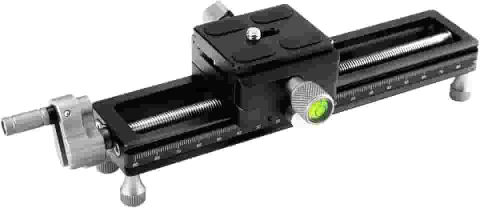 Fotopro Trilho deslizante com foco macro para fotografia macro em close-up com placa de liberação rápida Slider universal para câmera de 7,4 polegadas FT-100PRO Preto