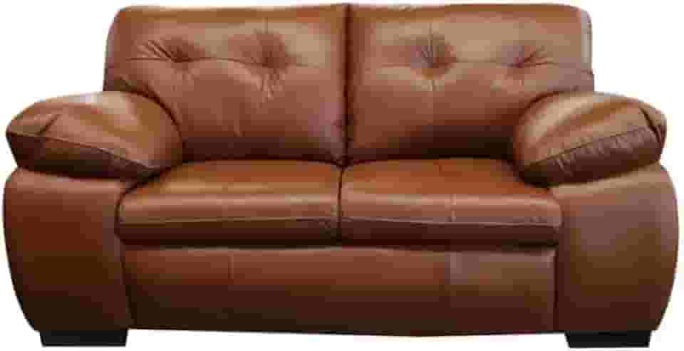 Sofá de Couro Marselha 2 lugares - Conhaque com Brilho