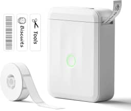 NIIMBOT Máquina de etiquetar, versão atualizada D110, impressora de adesivos, com 1 rolo de papel branco para iniciantes, impressora térmica de etiquetas para escola, escritório, casa, organização