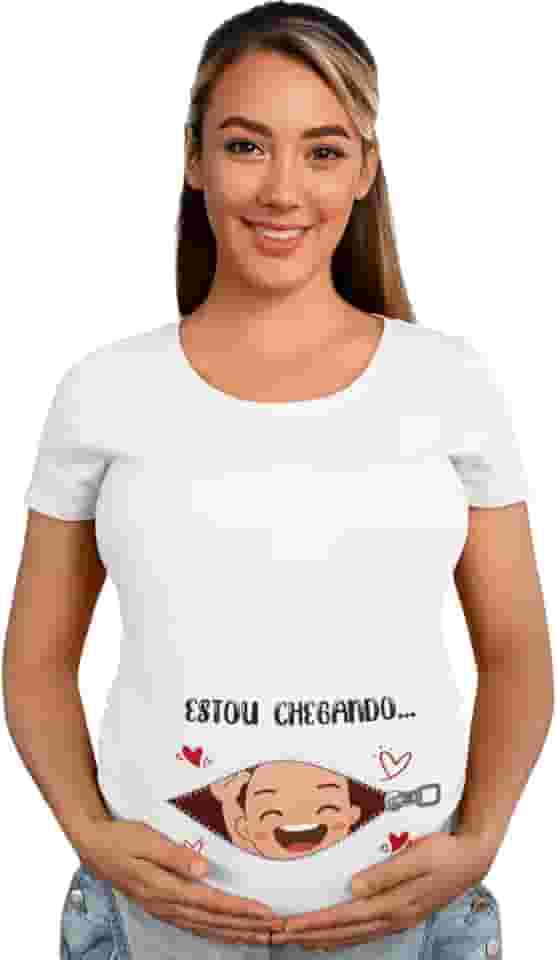 Camiseta Gestante 'Estou Chegando' - Chá de Bebê