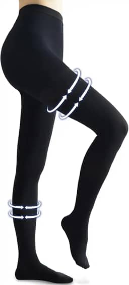 Meia-calça de compressão médica para mulheres e homens, bico fechado opaco 20-30 mmHg, suporte graduado, leggings de circulação de alta compressão para varizes, edema, voo, TVP, Preto, G