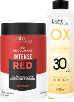 Kit Pó Descolorante Intense Red + Água oxigenada 30 Volumes - Light Hair