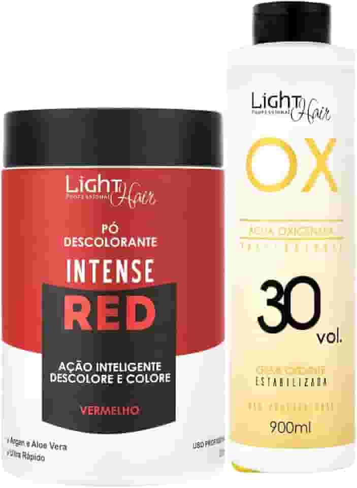 Kit Pó Descolorante Intense Red + Água oxigenada 30 Volumes - Light Hair