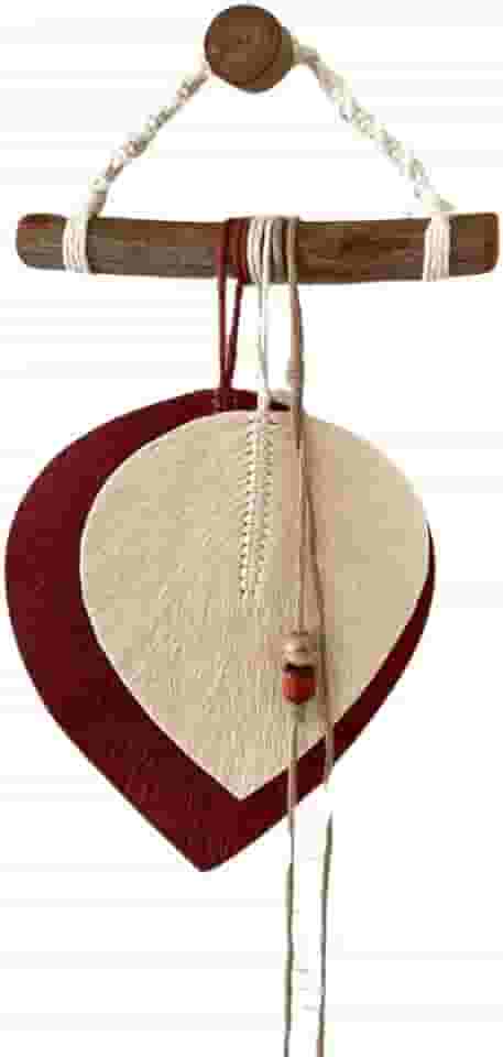 Painel de Macramê 2 Folhas Enfeite de Parede Decoração Sala Quarto Boho Chic - Terracota Cru