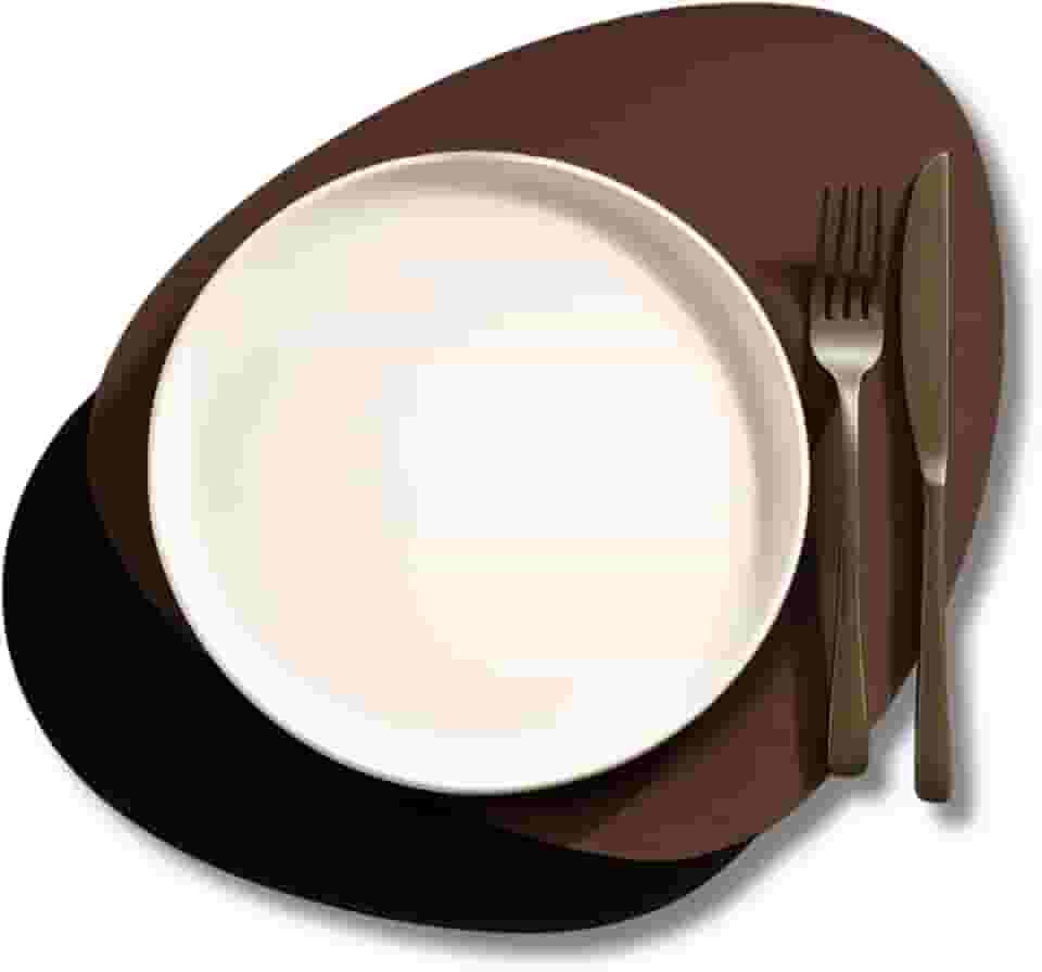 Jogo Americano Sousplat Dupla Face em Couro Ecológico Formato Orgânico Resistente, Impermeável e Fácil de Limpar, Elegante para Mesa Posta e Decoração Couse (8)