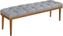 Banco Recamier Estofado 1,00m Em Linho Para Sala (Cinza)