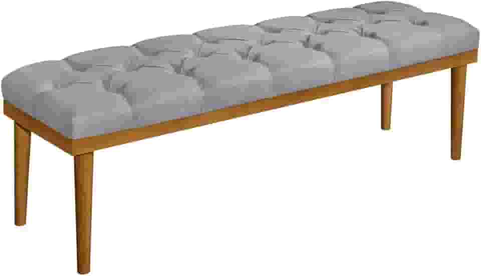 Banco Recamier Estofado 1,00m Em Linho Para Sala (Cinza)