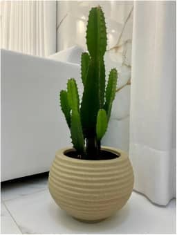 VASO POLIETILENO ONDULADO DECORATIVO P/PLANTAS/JARDINS/ESCRITÓRIOS (Bege)