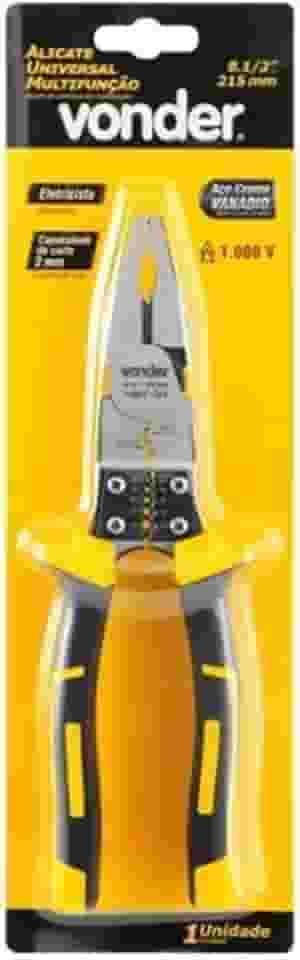 Vonder, Alicate Universal 8.1/2', Cromo Vanádio, Multifunção, Para Eletricista, Com Isolação Até 1.000 V.
