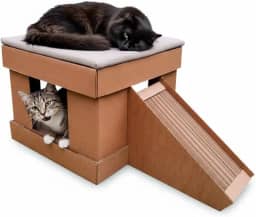 Casa para Gato com Rampa Arranhador Kubo Toca Cama Super Resistente + Almofada