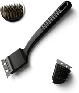Escova para Limpar Grelha com Raspador 30cm – Ideal para Limpeza de Churrasqueiras – Cabo Antiderrapante – Preta