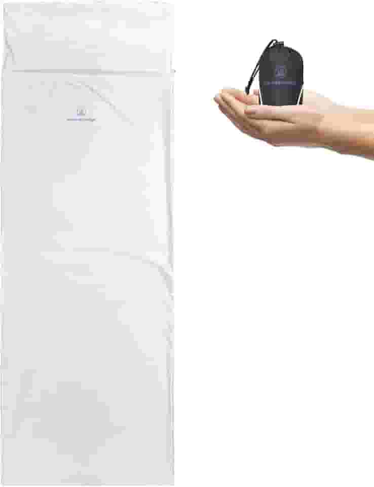 Mountainlodge Forro de saco de dormir para estações de clima quente com bolsa de transporte – Saco de dormir durável, leve e amigo da pele para acampamento, caminhada e mochilão.