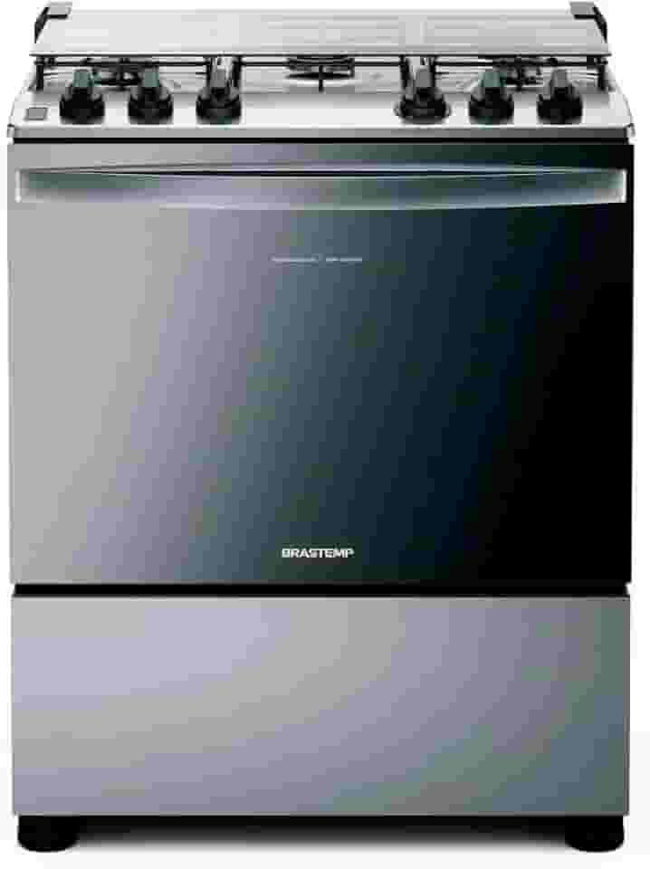 Fogão Brastemp 5 Bocas Cor Inox Com Botões Removíveis E Exclusivo Aro Protetor - BFS5NCR BIVOLT