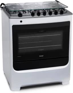 Fogão Consul 6 bocas Branco com botões removíveis e vidro interno vedado - CFS6NAB BIVOLT