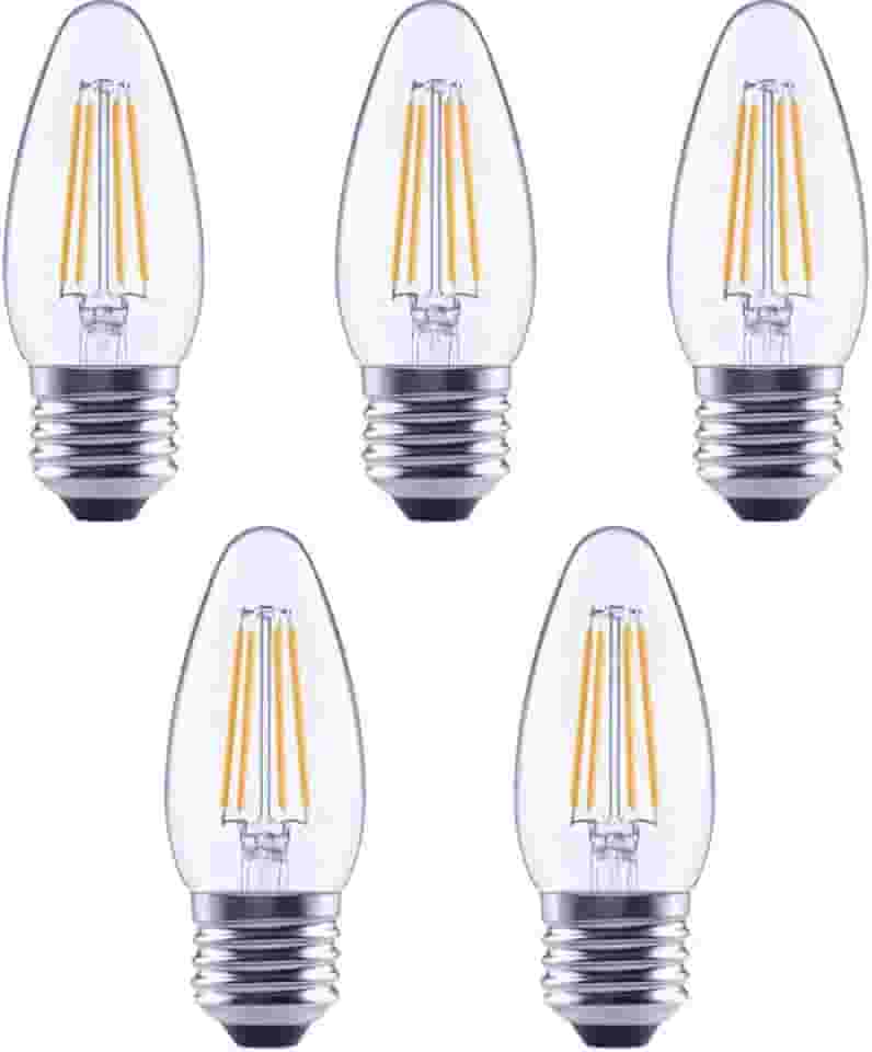 Kit 5 Lâmpadas Vela LED C35 4W E27 Branco Frio Bivolt