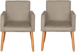 Kit 2 Poltronas Cadeira Decorativa para Sala de estar Cadeiras para Recepção Manicure Escritório Sala De Espera (CAPPUCCINO)