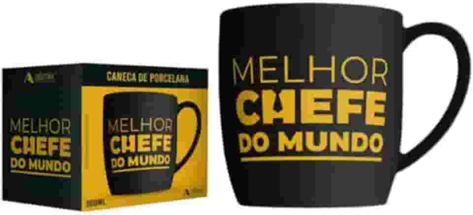Caneca Urban Preta 360ml - Melhor Chefe Do Mundo + Caixa