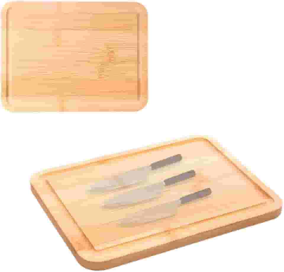 Tábua de Corte em Bambu Natural 20x15cm – Ecológica, Antibacteriana, Resistente – Ideal para Carnes, Legumes e Churrasco