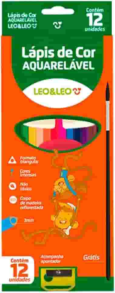 LAPIS 12 CORES AQUARELAVEL MADEIRA UND C/PINCEL LEOELEO