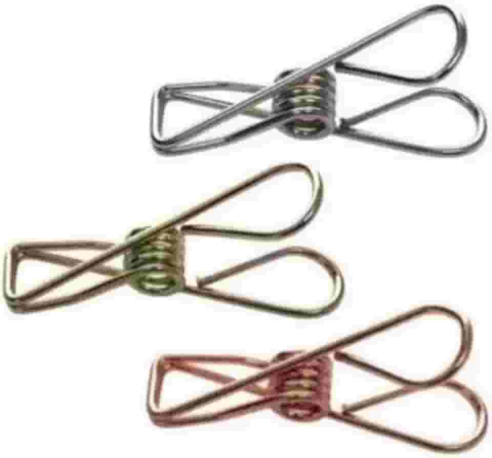 Kit 24 Prendedores Pregador De Roupa Em Metal Inoxidavel Duravel (Cores Diversas)