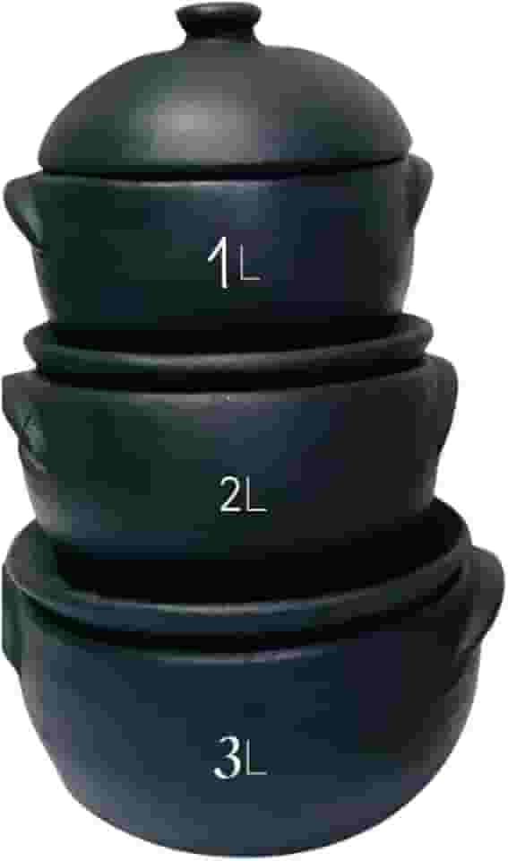 Conjunto 3 Panelas de Barro Curada Para Moqueca Galjnhada Feijoada Comida Caseira 1l, 2l e 3l Não Solta Resíduos