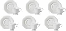 Estojo com 6 Xícaras Chá com Pires em Porcelana- Modelo Octogonal Prisma - Branca - fabricado pela Schmidt