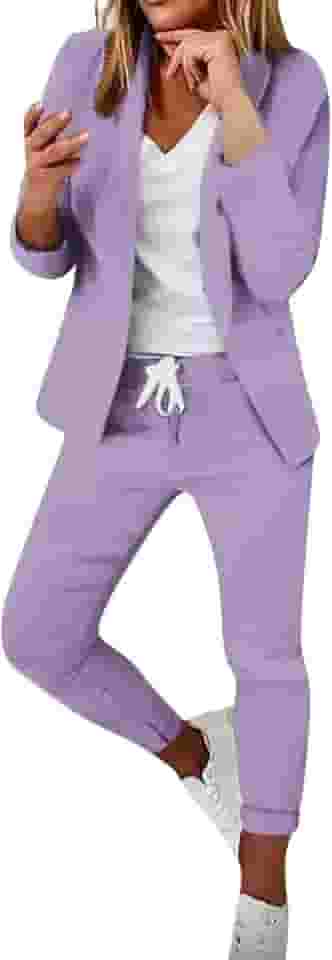 Conjunto de terno feminino primavera 2024 elegante casual trabalho de 2 peças para escritório blazer frente aberta e calça conjuntos sólidos #40