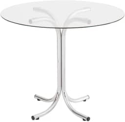 Mesa Redonda com Tampo de Vidro 4111 Unimóvel Cromado