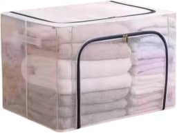 Caixa Organizadora Transparente para Roupas e Cobertores 100 Litros com Zíper