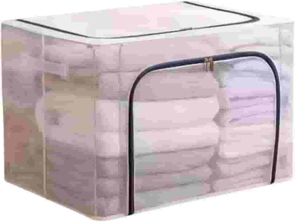 Caixa Organizadora Transparente para Roupas e Cobertores 100 Litros com Zíper