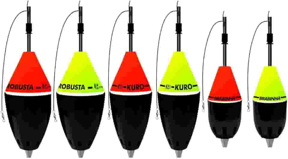 JR Pesca Kit 6 Boias Cevadeiras Robusta Kuro Brabinha Cores Variadas Alta Performance para Pesca