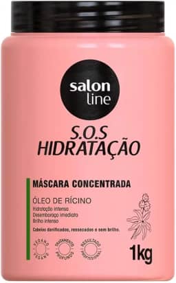 Salon Line, Máscara Capilar, SOS Hidratação, Óleo de Rícino, Vegana - Cabelos Todos os Tipos de Cabelos, 1 Kg