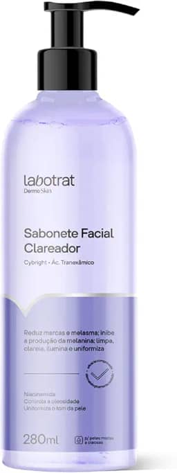 Sabonete Facial Clareador Labotrat Dermo Skin 280ml com Cybright Ácido Tranexâmico e Niacinamida Clareia Manchas Melasma e Acne Limpeza Profunda Uso Diário Sem Parabenos para Todos os Tipos de Pele