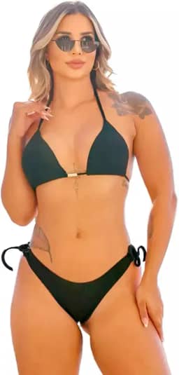 Biquíni Feminino Adulto Praia com Bojo Asa Delta Canelado Fio Duplo Verão